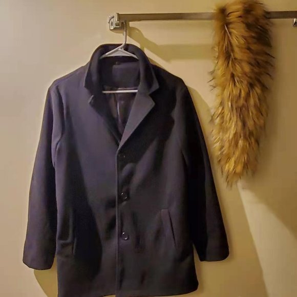 Patchwork Notched Lapel Men's Slim Coat Size M - Picture 5 of 6